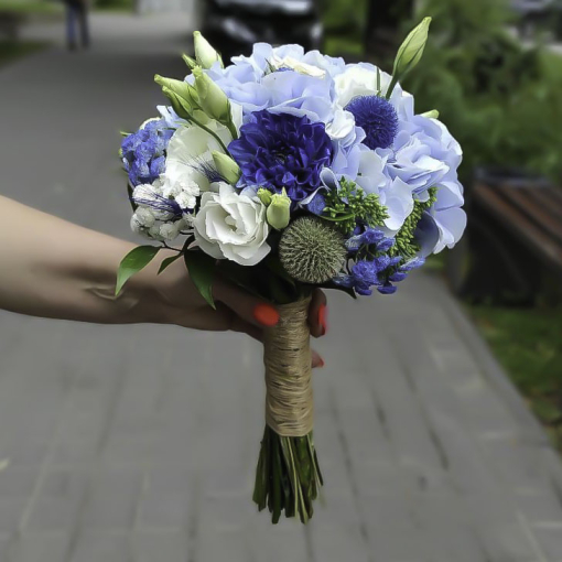 Весільний букет "Блакитний жемчуг"