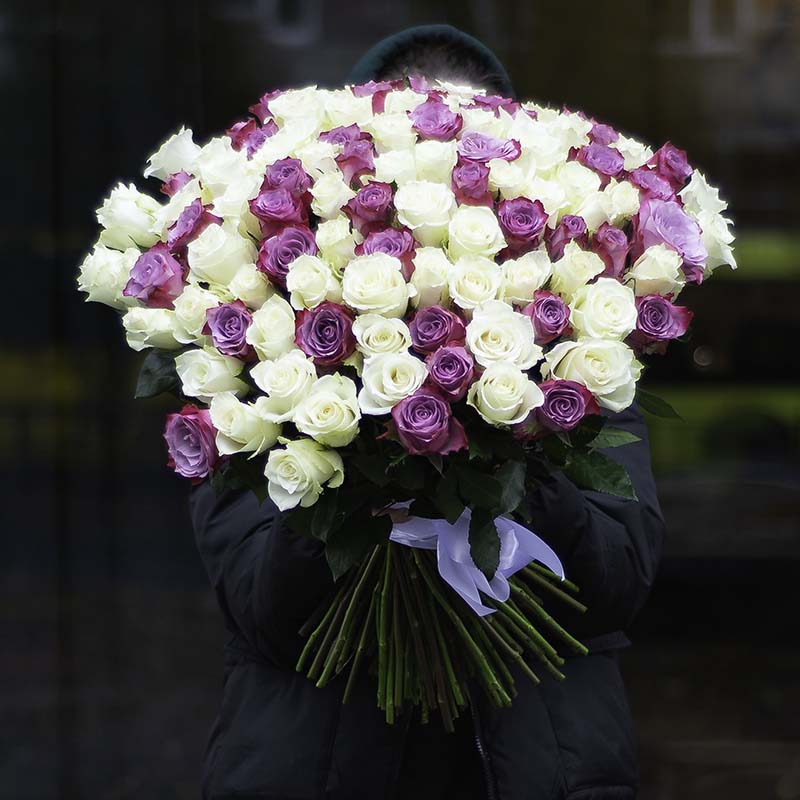 A bouquet of 101 roses "Lavender Dream"