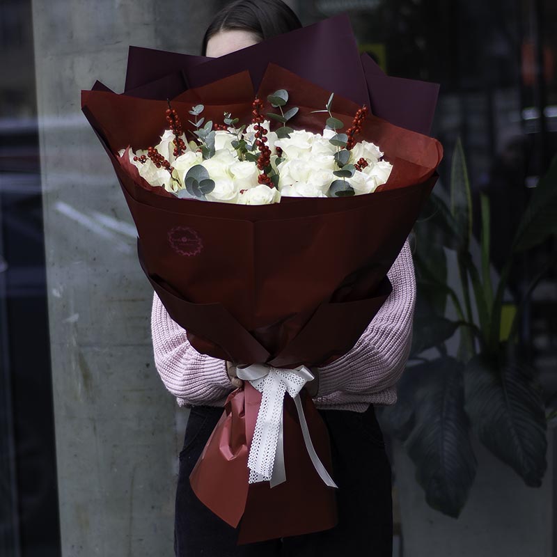 Букет із 25-ти шт. троянди Proud “Витонченість”